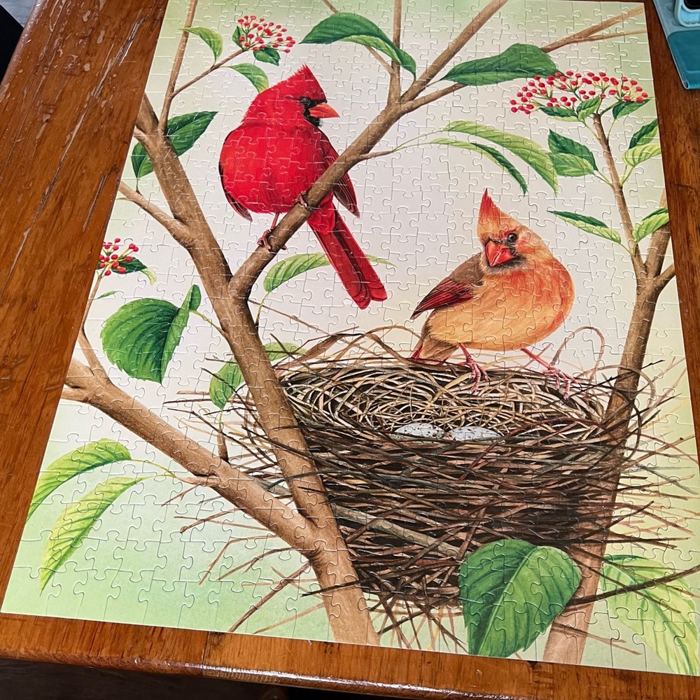 Northern Cardinals 500 piece puzzle from Cornell Lab of Ornithology
